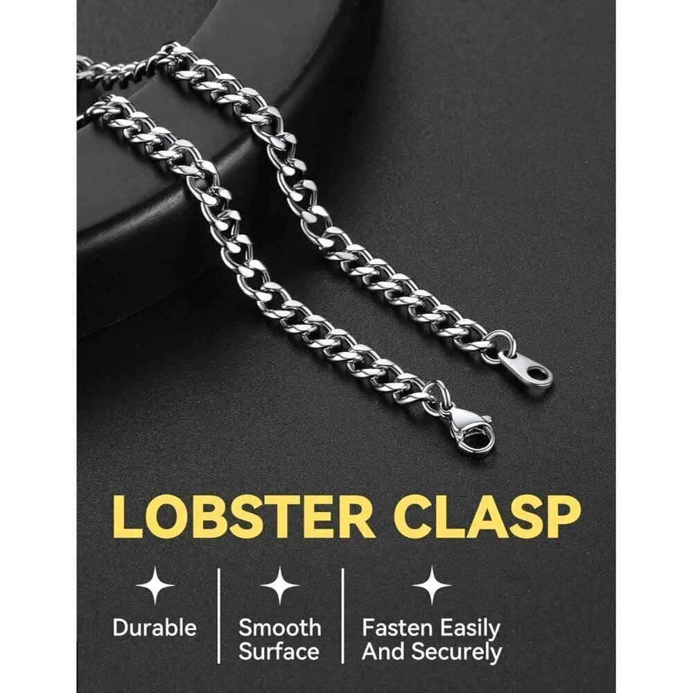 Miami Cuban Link Chain Necklace for Men Stainless Steel 4.8mm Plated Hip Hop